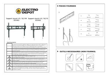 pieces fournies outils necessaires (non fournis) - Electro Depot