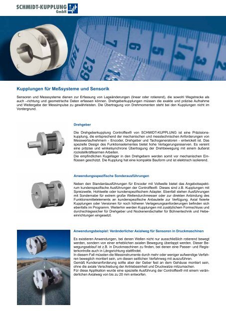 Kupplungen fÃƒÂ¼r MeÃƒÂŸsysteme und Sensorik - SCHMIDT-KUPPLUNG