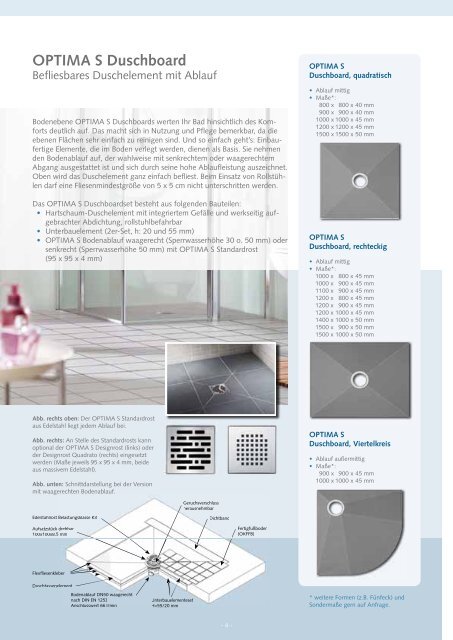 OPTIMA Bodengleiche Duschsysteme - Mainmetall