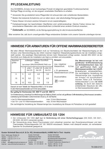 Anleitung downloaden - Schmiedl Armaturen