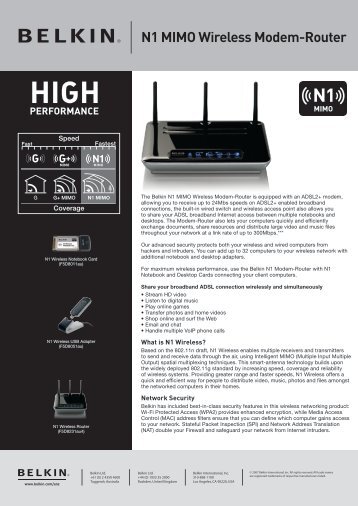 N1 MIMO Wireless Modem-Router - Belkin