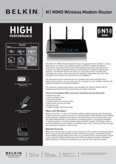 N1 MIMO Wireless Modem-Router - Belkin
