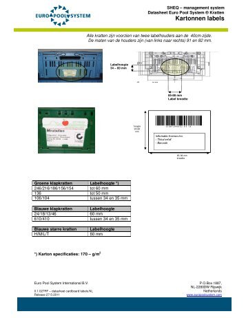 Kartonnen labels - Euro Pool System