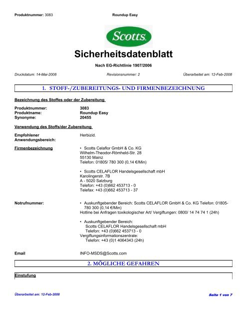 Sicherheitsdatenblatt