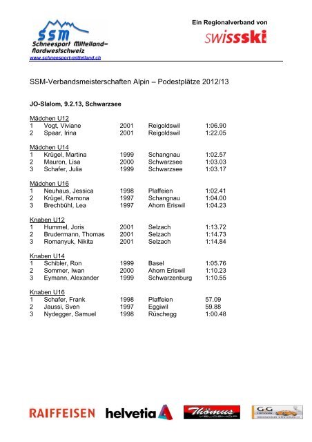 SSM-Meisterschaften Ski Alpin Saison 2012/13 - Regionalverband ...