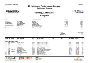 Rangliste - Regionalverband Schneesport Mittelland