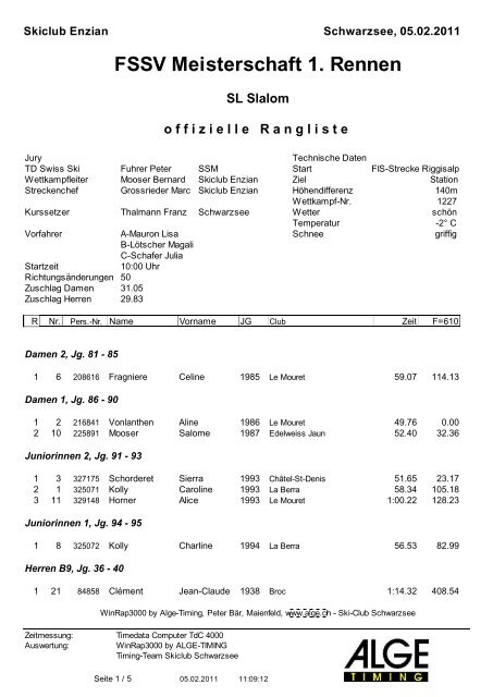 SSM Meisterschaft 2. Rennen - Regionalverband Schneesport ...