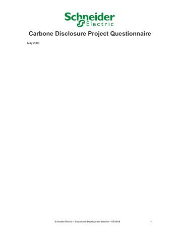 Schneider Electric and the Carbon Disclosure Project