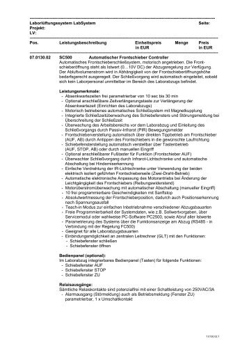 Ausschreibungstext SC500 - Schneider Elektronik GmbH