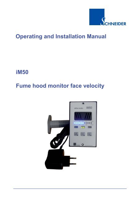 Operating and Installation Manual iM50 Fume hood monitor face ...