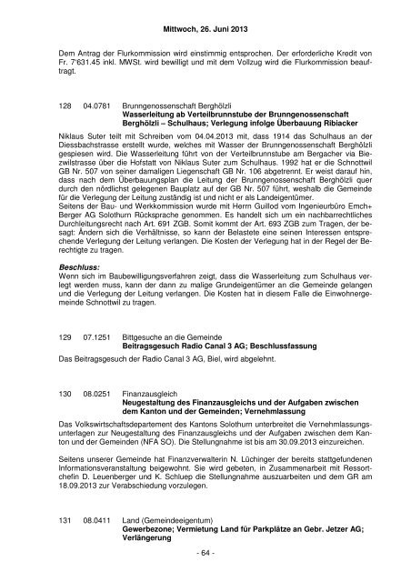 Protokoll vom 26. Juni 2013 - Gemeinde Schnottwil