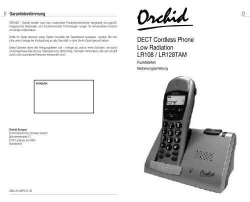 DECT Cordless Phone LR108 / LR128TAM Low Radiation