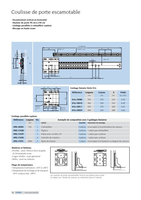 Coulisse de porte escamotable - Schock Metall