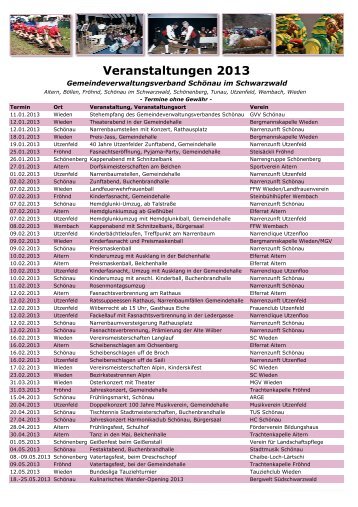 Veranstaltungskalender 2013 - SchÃ¶nau