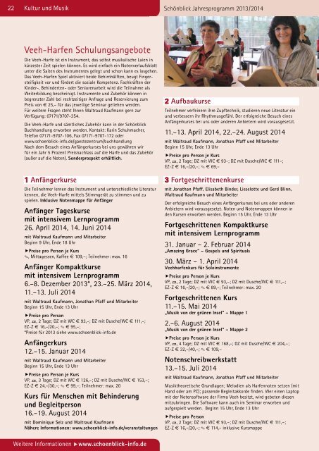 Jahresprogramm 2013| 2014 - Schönblick