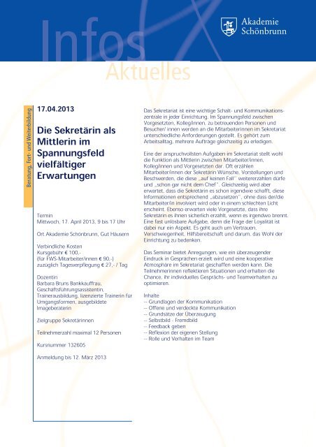 Kursbeschreibung 493 KB - Schoenbrunn.de