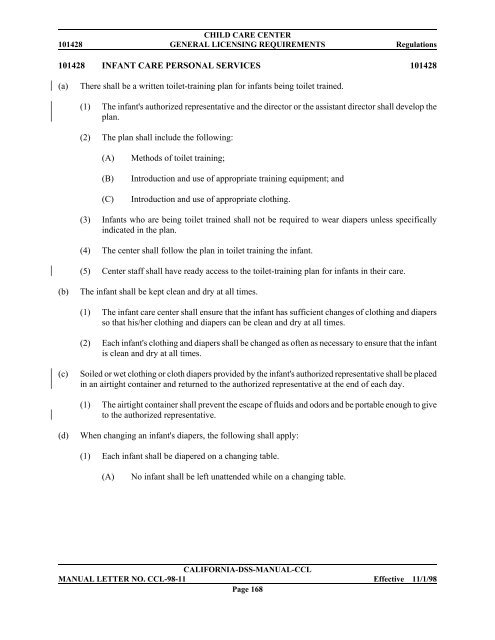 Child care center general licensing requirements - California ...