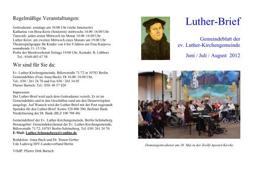 Juni/Juli/August 2012 - Evangelischer Kirchenkreis Berlin-SchÃ¶neberg