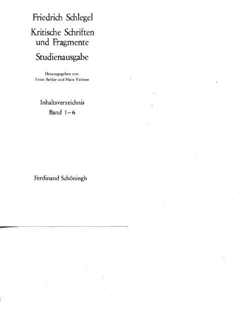 Friedrich Schlegel Kritische Schriften und Fragmente Studienausgabe