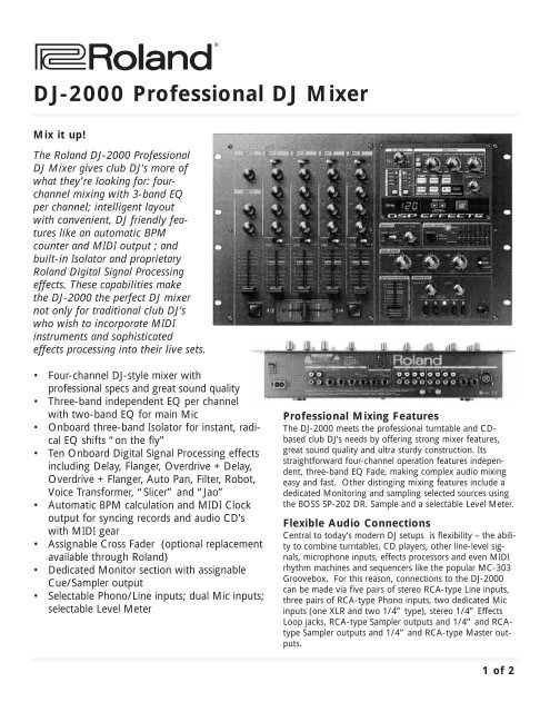 DJ-2000 Professional DJ Mixer - Roland US