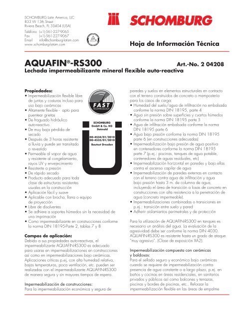 AQUAFINÃ‚Â®-RS300 - Schomburg