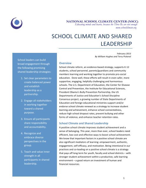 SCHOOL CLIMATE AND SHARED LEADERSHIP - National School ...