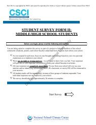 STUDENT SURVEY FORM II: MIDDLE/HIGH SCHOOL STUDENTS