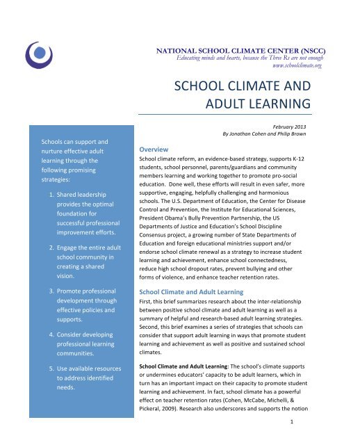 SCHOOL CLIMATE AND ADULT LEARNING - National School ...