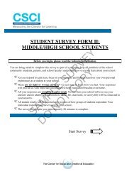 STUDENT SURVEY FORM II: MIDDLE/HIGH SCHOOL STUDENTS