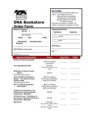 SNA Bookstore Order Form - School Nutrition Association