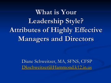 Leadership Styles - School Nutrition Association