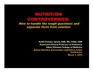 NUTRITION CONTROVERSIES: - School Nutrition Association