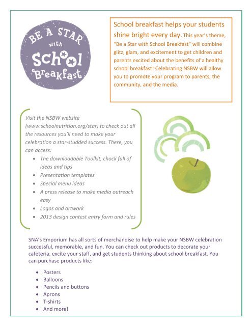 Be a Star with School Breakfast - School Nutrition Association