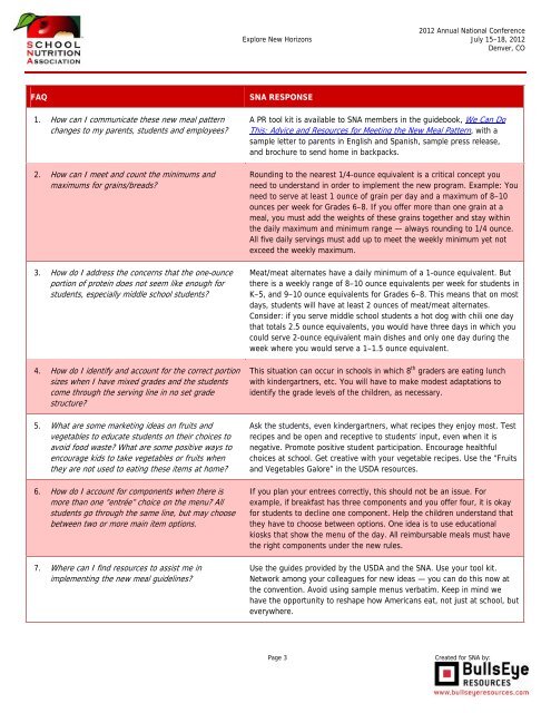 Advice and Resources for Meeting the NSLP New Meal Pattern