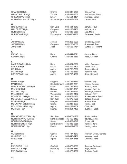 Utah schools directory - USOE - Utah.gov