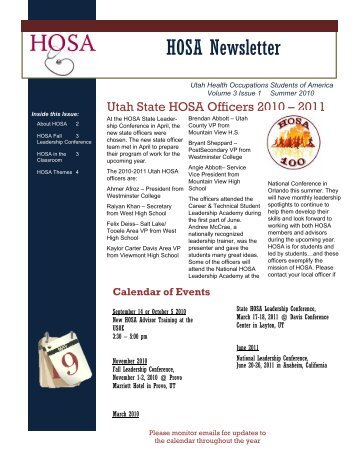 HOSA Newsletter - USOE - Utah.gov