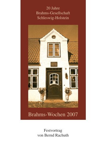 20 Jahre Brahms-Gesellschaft Schleswig-Holstein e. V.