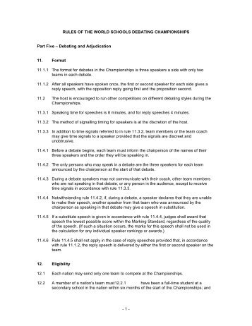 WSDC Rules - World Schools Debating Championships