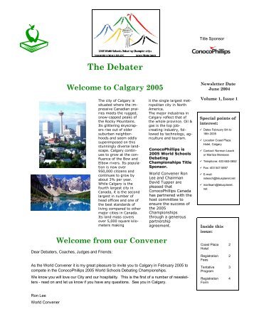 Newsletter: June 2004 - World Schools Debating Championships