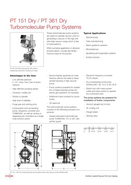 PT 151 Dry / PT 361 Dry Turbomolecular Pump ... - Schoonover, Inc.