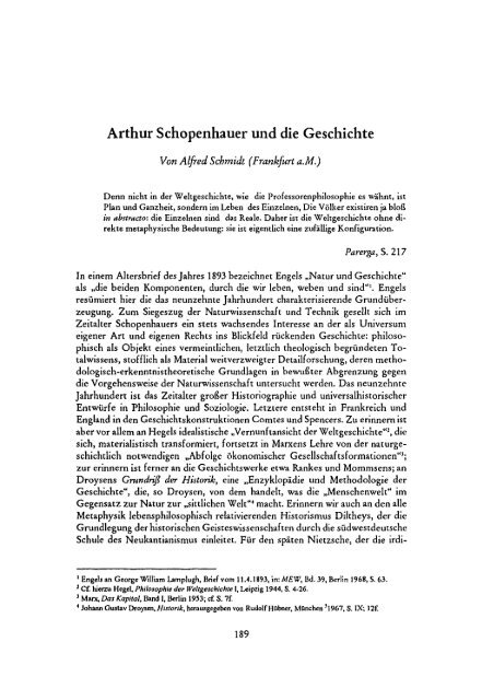 Arthur Schopenhauer und die Geschichte