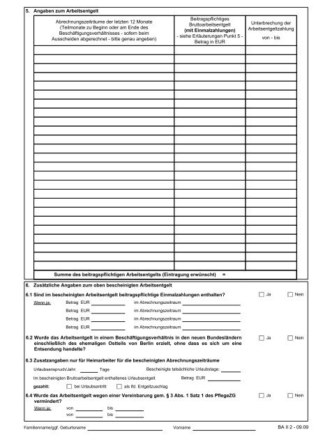 Arbeitslosengeld Formular Zum Ausdrucken