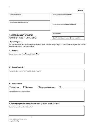 Kenntnisgabeverfahren nach Ã‚Â§ 51 Abs. 1 und 2 LBO - Hausach