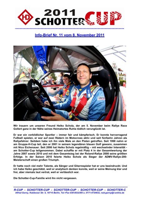 Info Brief Nr 11 Vom 8 November 2011 Seite 2 Schotter Cup
