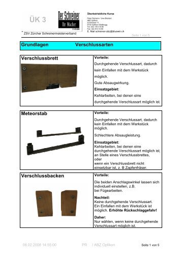 Grundlagen Verschlussarten Verschlussbrett Meteorstab ...