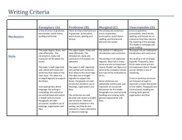 Writing Criteria - Schreyer Institute for Teaching Excellence