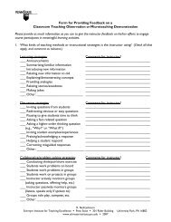 Form for Providing Feedback on a Classroom Teaching Observation ...