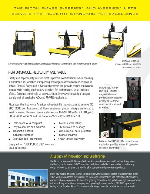 INNOVATIONS IN MOBILITY - Ricon Corporation