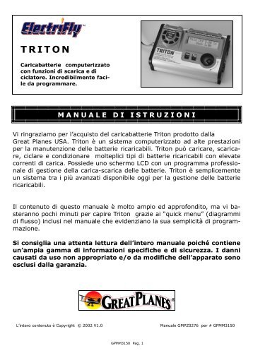 Manuale in Italiano del caricabatterie TRITON - Flyunitedteam.net