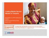 Costing Mobile Service Models in Tanzania - the RESPOND Project!